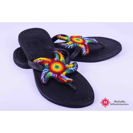 Beaded Leather Slippers