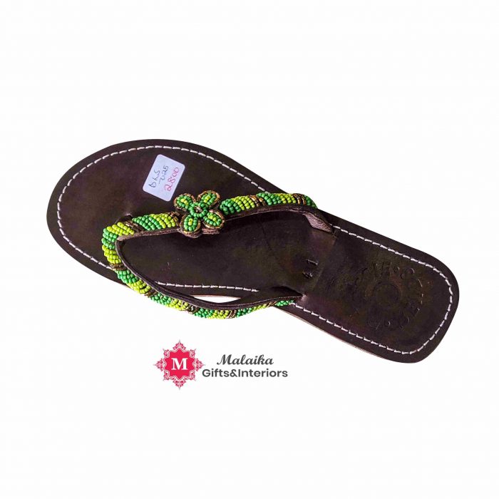 handmade women's leather beaded strap sandals