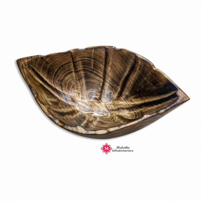 Leaf shaped wooden bowl