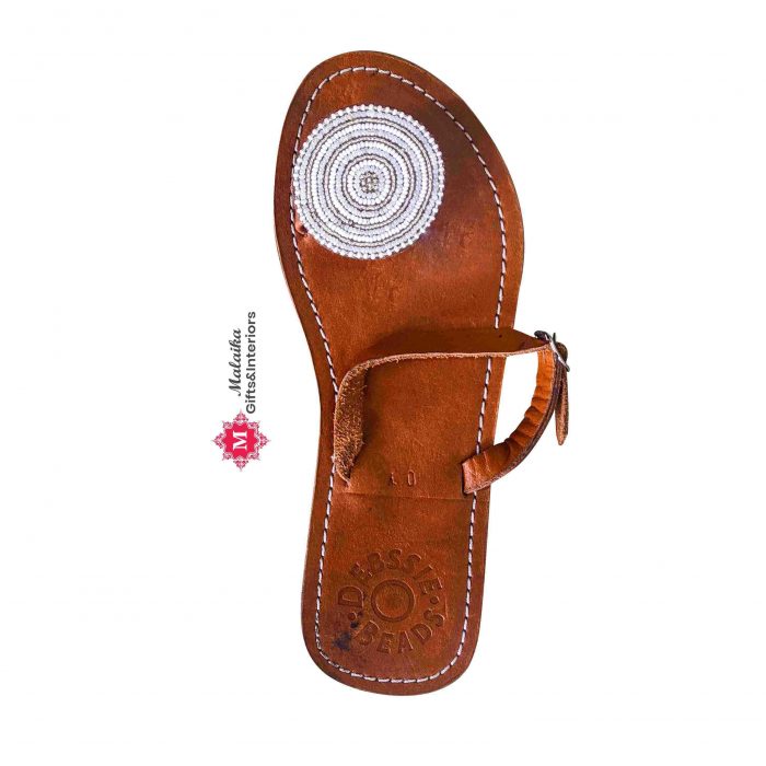 crafted handmade beaded leather strap sandals