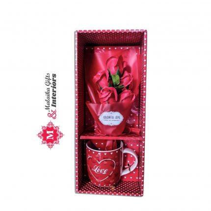 Ceramic Valentines Day Coffee Mug With Rose Flower