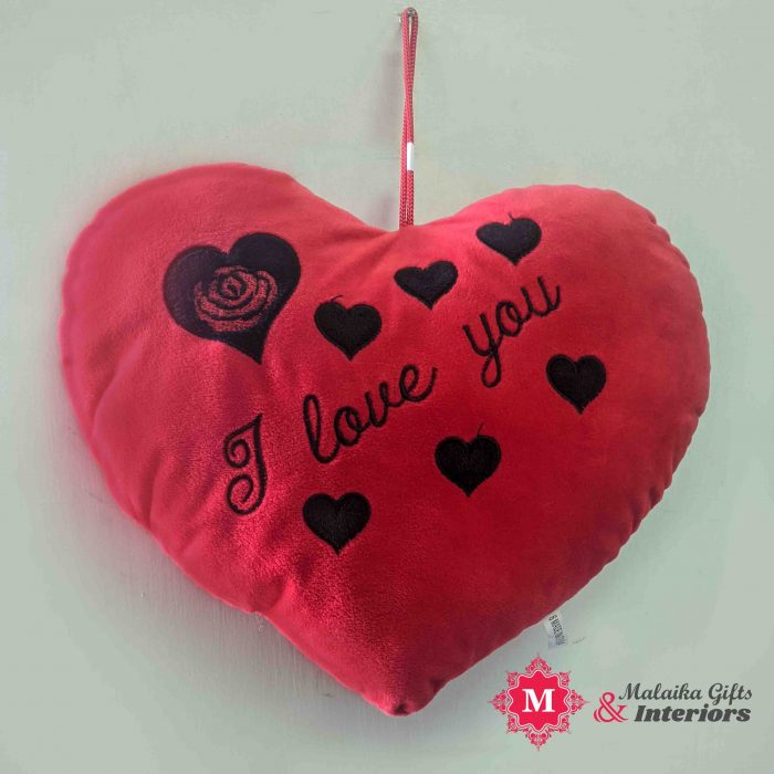 Red Printed Hanging Love You Heart Cushion Gift For Couples