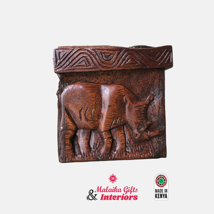 Handmade Wooden storage box with hand-carved Animals