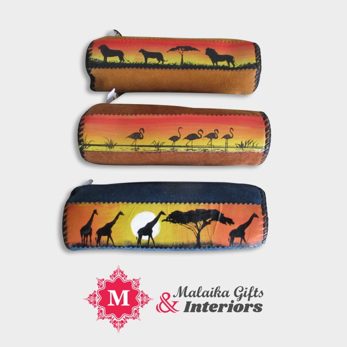 Chic Leather Pouch with African Animal Prints