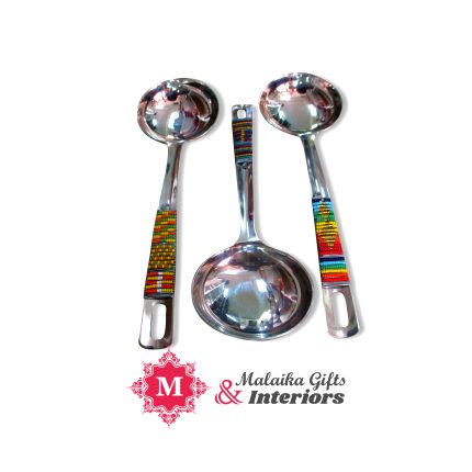 Stainless Steel Serving Spoons with Beaded Handles