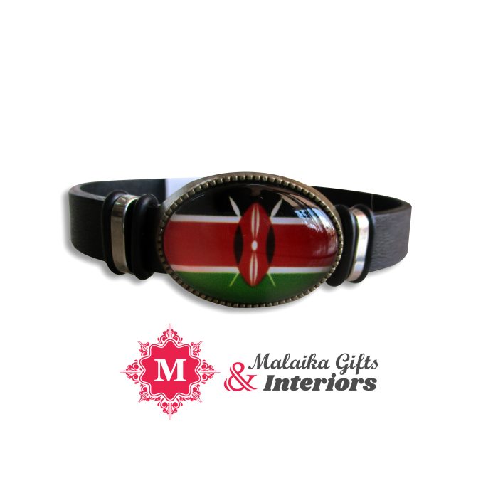 Striking Kenya Flag Leather Bracelet