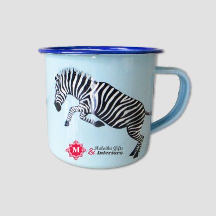 Vibrant African Enamel Cup with Wildlife Paintings