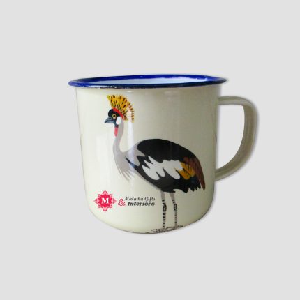 Vibrant African Enamel Cup with Wildlife Paintings