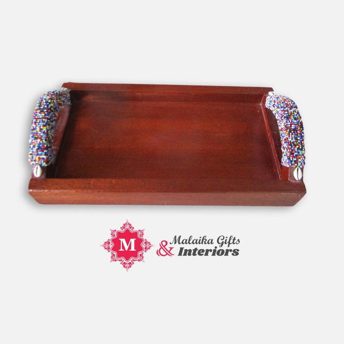 Handcrafted Wooden Trays with Beaded Handles