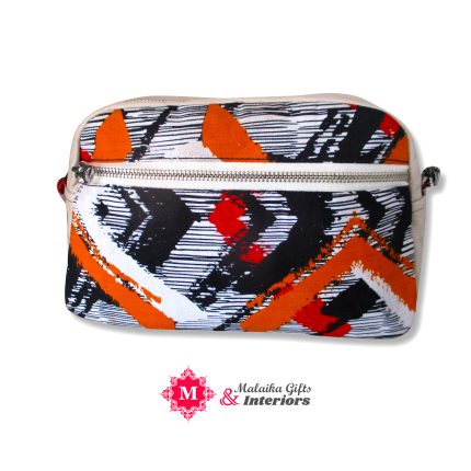 Leather and African Fabric Women's Toiletry Bag